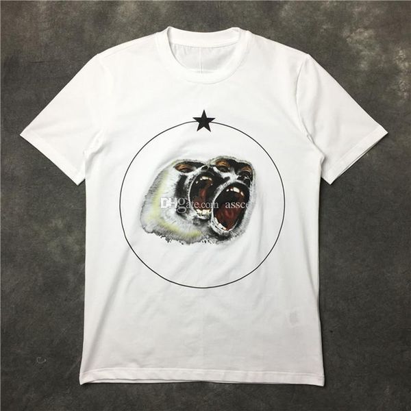 

brand new summer men designer t shirt clothing short sleeve t shirt roar orangutan monkey circle star t shirt tee cotton, White;black