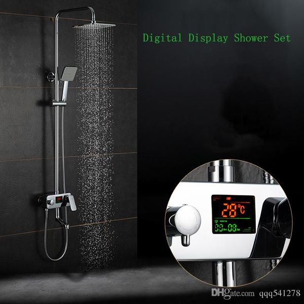 

Digital Display Shower Faucet. Water Powered Digital Display Shower Set,No Need Battery.8 Inch Rain Shower Head Tub Mixer Faucet
