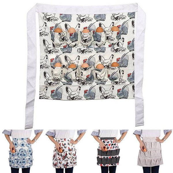 

egg collecting apron pockets holds chicken farmhouse farm home waterproof cotton linen kitchen apron for cooking baking