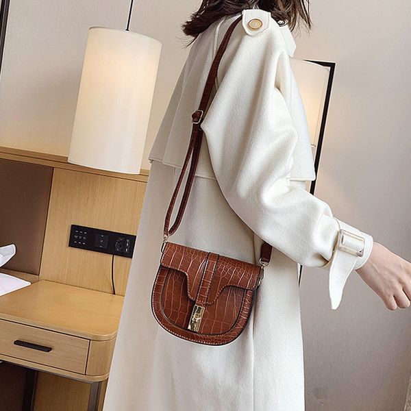 

fashion stone pattern handbag women solid color turn lock handbag phone bag shoulder bag messenger 2019 new arrival