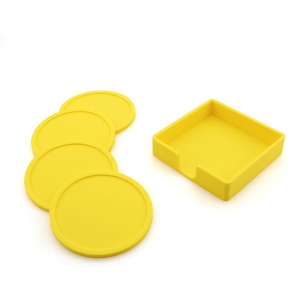

6 colors square round silicone coasters set silicone coaster cup mat home drink placemat tableware coaster cute candy color cup pad an3017