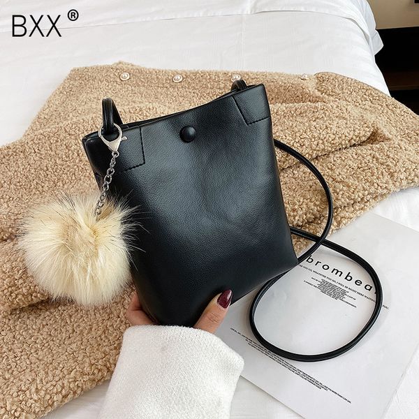 

bxx] solid color кожа pu ковш сумки для женщин 2019 winter малый crossbody плеча сумку hairball сумки hj765