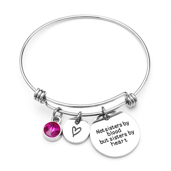 

2019 new adjustable stainless steel titanium steel mirror lettering tag bracelet birthday stone rhinestone, Golden;silver
