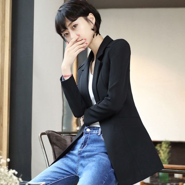 

spring and autumn small suit jacket female new fashion wild long casual long-sleeved shirt tooling suit jacket female, White;black