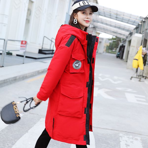 

mid-length cotton coat women's winter new style 2019 casual women's cotton padded clothing cold ski suit winter coat, Blue;black