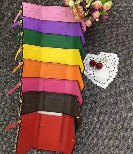 

Whole ale original box luxury real leather multicolor date code hort wallet card holder women man cla ic zipper pocket victorine