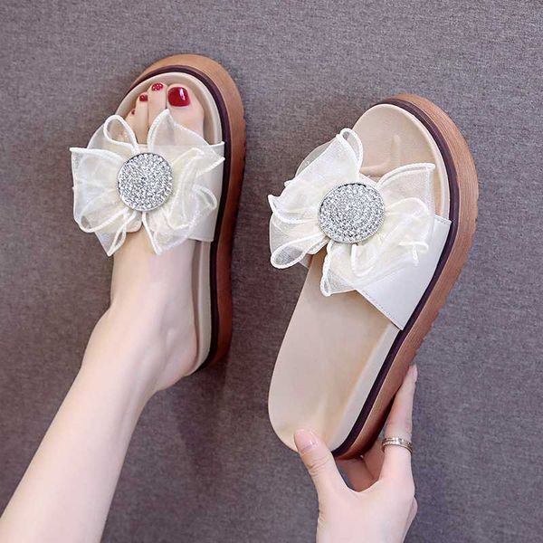 

shoes for girls slippers casual slides butterfly-knot platform med slipers women lady summer soft flat 2020 leisure pu, Black