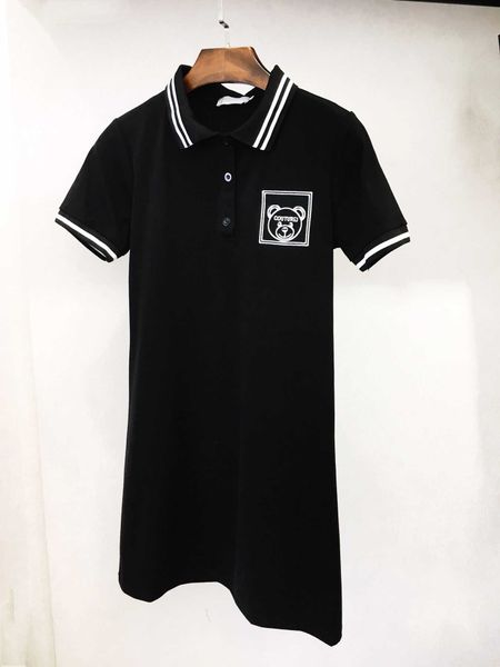 

designer womens summer dresses with little bear printed new arrival luxury women polo dresses 2 colors brand brief t shirt dress yf20491, Black;pink