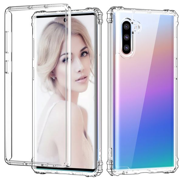 

For am ung note 10 ca e clear hybrid 2 in 1 oft tpu hard pc back cover phone ca e for am ung note 10 plu