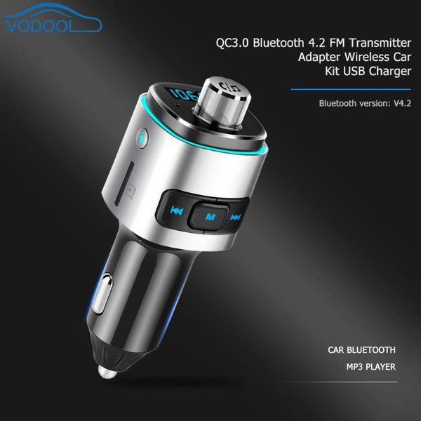 

bluetooth 4.2 fm transmitter adapter wireless handscar kit mp3 player qc3.0 usb charger fast charging