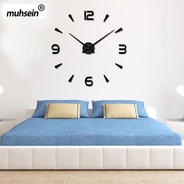 

muhsein 2019 new wall clock acrylic metal mirror big personalized decoration wall watches 3d large clocks ing