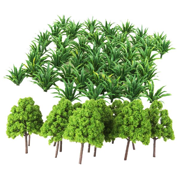 

50x sword leaf grass+20x cypress tree models 1/75-1/150 ho scale diorama toy