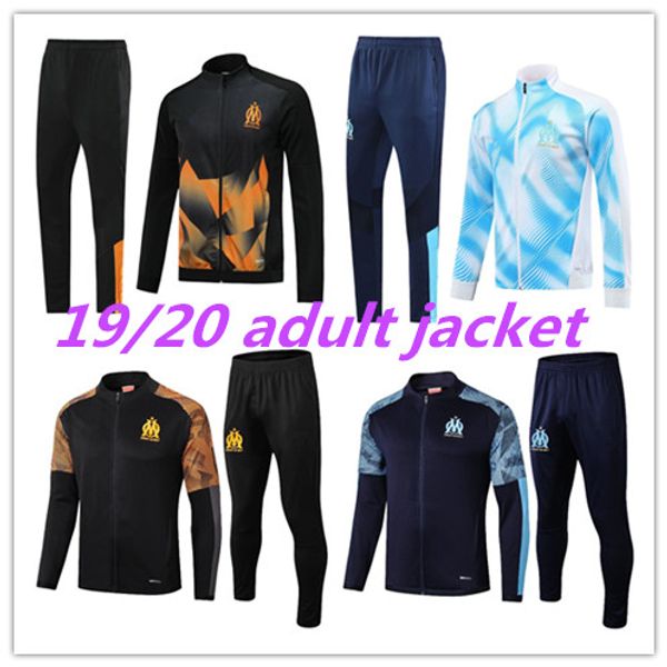 

2019 2020 olympique de marseille jacket zipper tracksuit maillot de foot survetement 19/20 marseille payet balotelli training suit, Black