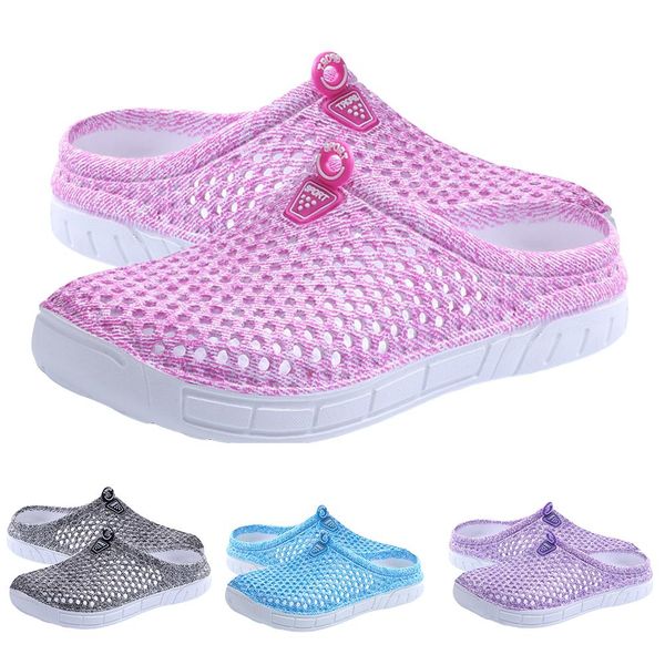 

hollow-out solid color non-slip shoes slip-on women's summer beach slipper, Black