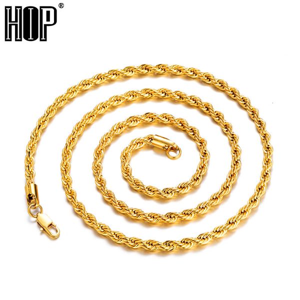 

hip width 3mm/4mm/5mm gold silver 316l stainless steel necklace men rope chain twisted necklaces jewelry 20-30inch length