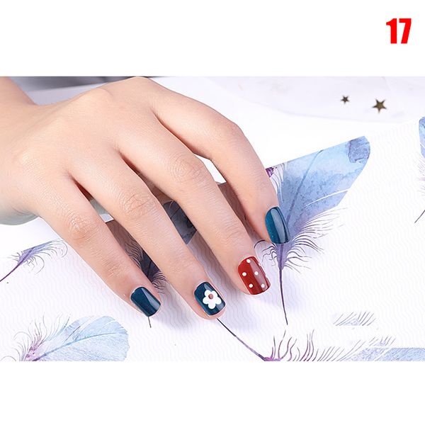 

24pcs/set full cover nails patch square press on nails sticker fake pinks red nail tips for girls women fre, Red;gold
