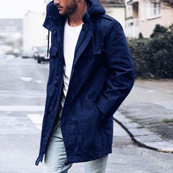 

casual solid coats outwear casaco masculino hooded trench coat men spring autumn plus size hoodie overcoat men's clothes, Tan;black