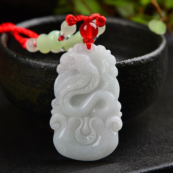 

natural jadeite chinese zodiac pendant zodiac snake transshipment protective jade pendant necklace send a certificate, Silver