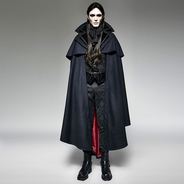 

steampunk blue rock motocycle style fashion cape coat party cosplay jacket, Tan;black