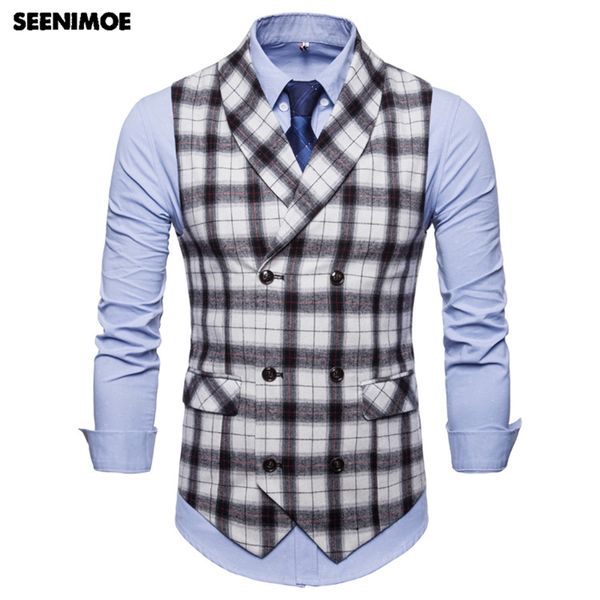 

men's vests seenimoe mens formal blazer casual stripe double breasted turndown collar waistcoat m-4xl male, Black;white