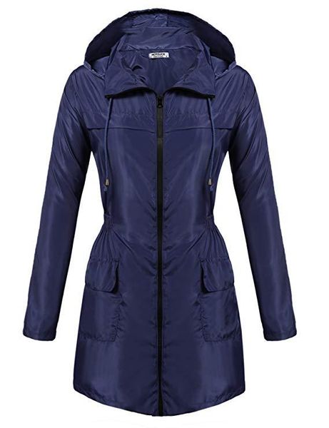 

2019 explosion multicolor drawstring hooded waist coat ladies windbreaker long raincoat, Tan;black