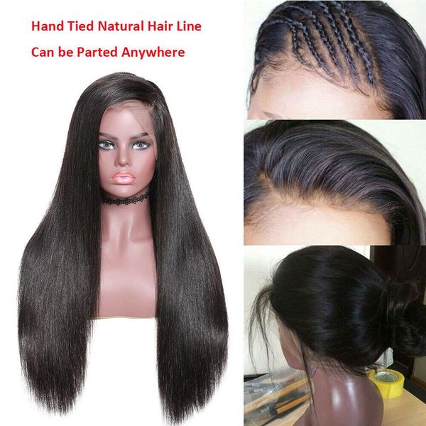 

360 lace frontal wig lace front human hair wigs with pre-plucked hairline human hair wig straight wigs brazilian hair, Black;brown