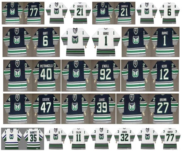 

vintage hartford whalers jerseys 39 kelly chas 6 burt 1 sean burke 40 pietrangelo 92 jeff o'neill 12 tim kerr 47 giguere 27 brown ccm h, Black;red