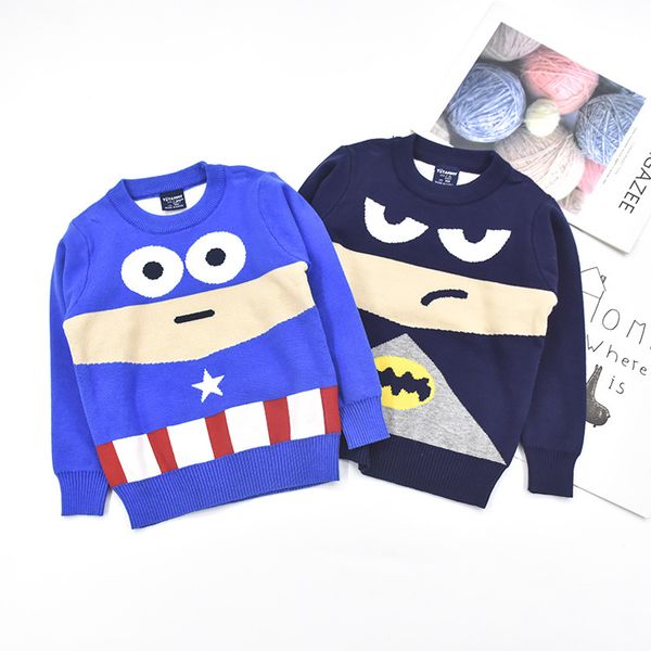 

fall and winter clothes children boy's america captain sweater boy pullover knitting shirt handsome base clothing, Blue