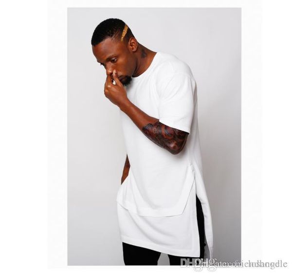 

поддельный 2pcs мужские футболки мода лето hiphop коротким рукавом тройники длинные белый черный tops, White;black