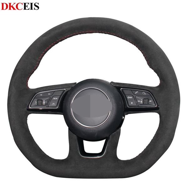 

diy synthetic black soft suede car steering wheel cover for a4 (b9) a3 (8v) avant a1 (8x) a5 (f5) sportback q2 2016-2019