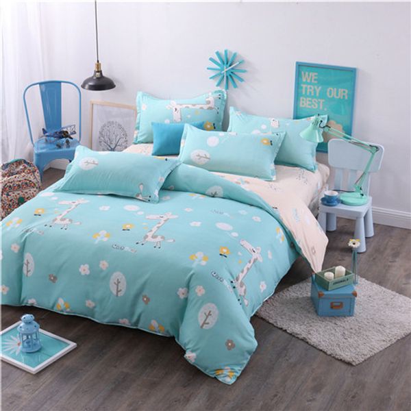 

bedding set pure color pure cotton plant flowers fresh patterns bed sheet quilt cover pillowcase 4pcs ing