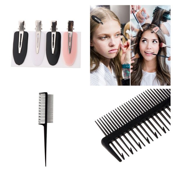 

hair highlights headwear hair clips barrette clamps & 2-way weaving comb, Silver