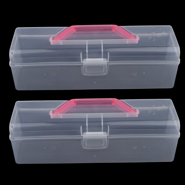 

2pcs plastic doll figure clear storage cases with handle for 12inch dolls