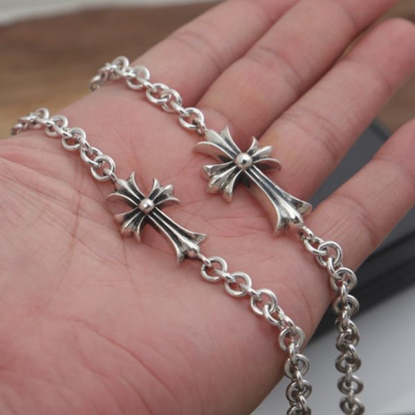 

2019 brand new 925 sterling silver fine jewelry vintage American antique silver hand-made designer crosses charm bracelets for women & men