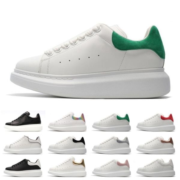 

2019New Designer 3M reflective white black leather casual shoes for girl women men pink gold red fashion comfortable flat sneakers