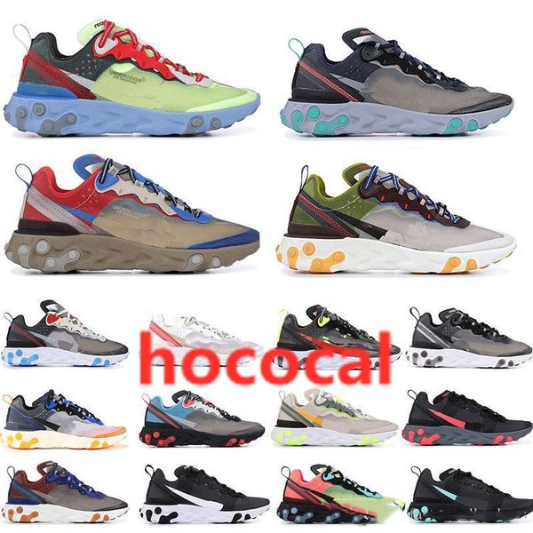

hococal air react element 87 undercover men running shoes for women designer sneakers sports mens trainer shoes sail light bone sneakers, Black
