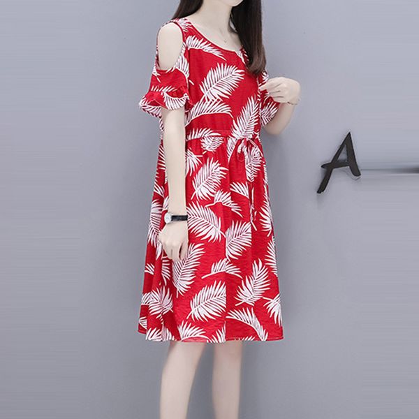 

women's dress o-neck casual 2020 dresses short sleeve vadim print loose ropa mujer dress knee-length vestidos de festa j07, Black;pink