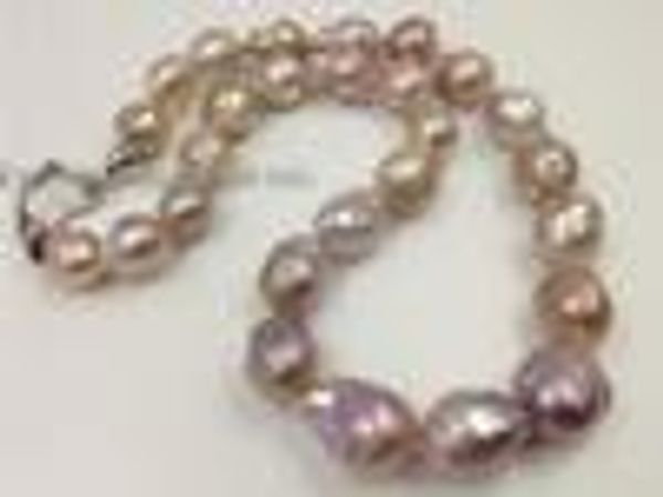 

+ ++ 3 gorgeous natural rainbow furrow kasumi pearl necklace, Silver