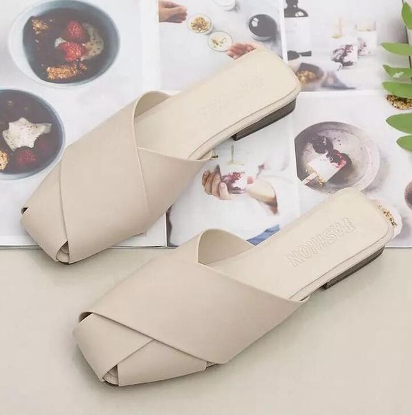 

factory outlets baotou half slippers women wear summer new wild fashion flat bottom with out lazy slippers women, Black