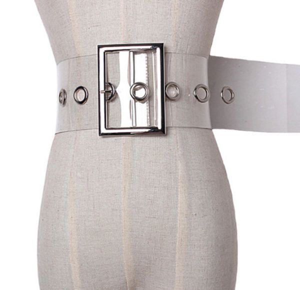 

new european and american style fashion wild transparent belt pvc women's wide belt waist girdle women's fashion accessories belt, Black;brown