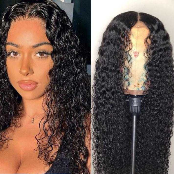 

lace wigs water wave wig human hair 30 inch front swiss 360 frontal alianna 5x5 closure remy, Black;brown