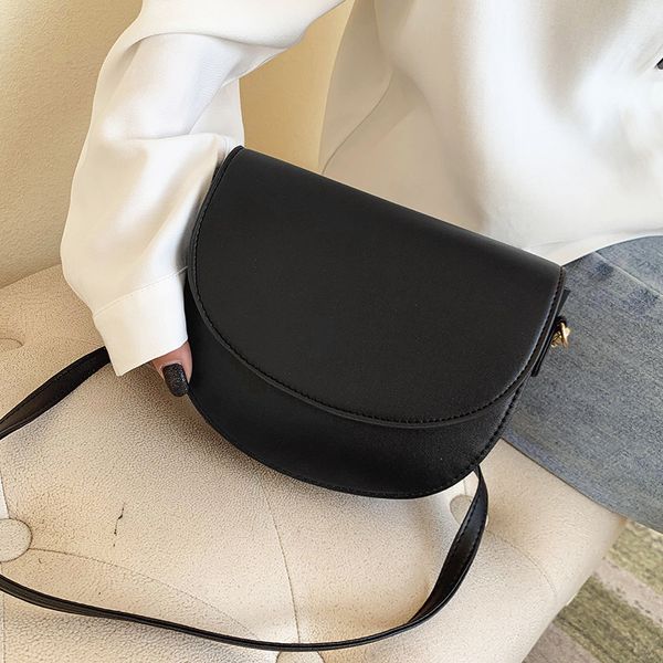 

design pu leather women crossbody bags shopping street female handbags solid color semicircle purse shoulder bags