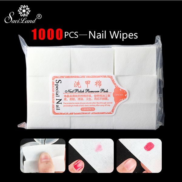 

saviland 1000pcs nail polish remover nail art tools soak off cap lint clip wipes cleaner degreaser for uv gel varnish
