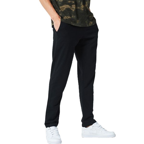 

selling men's loose-fit sports casual pants solid color printed slim fit beam leg pants korean-style-style men's, Black