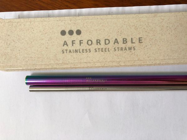 

support to engrave logo 215mm *6mm eco-friendly stainless steel straw reusable food grade sucker drinking straw straight & bend straws