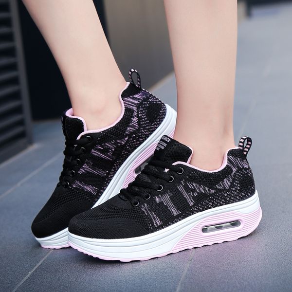 

woman platform shoes casual white shoes female sneakers women flats breatahbel slip on tenis feminino 2019 new designer sale, Black