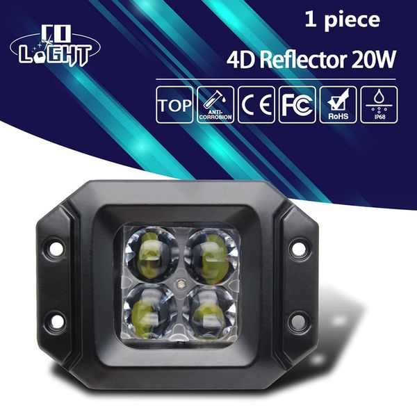 

светодиодный свет работы 1шт 20w flood beam 3" вождение бар light 12v авто offroad работа свет для jeep wrangler форд 4x4 toyota