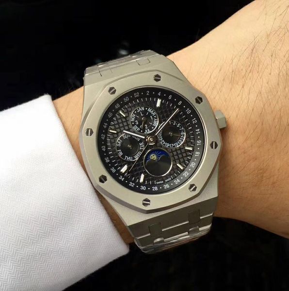 

Роскошные механические часы для мужчин 45 мм Вечный календарь 26603 автоматические часы мужские Royal Oaks пространство серый стали наручные часы