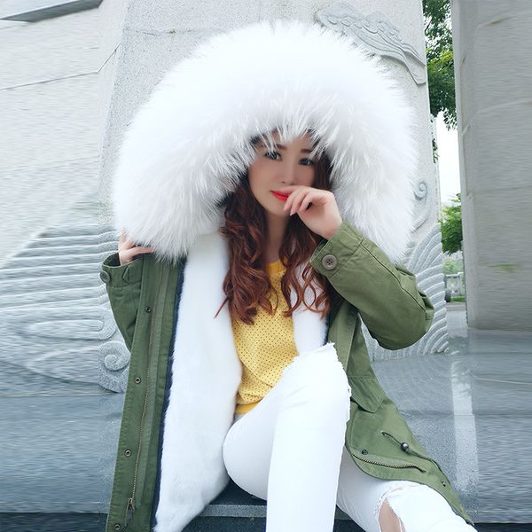 

overcoats white big fur collars hooded women parkas fashion brand collars warm women's winter coats jackets outwear streetwear, Black