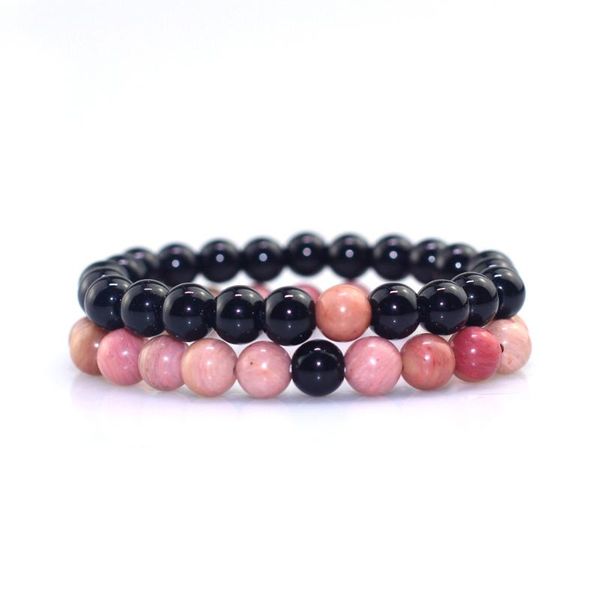 

lucky couple beads bracelet 8mm wood grain natural stone beaded feminino pulseira charm elastic bileklik jewelry for friend, Black